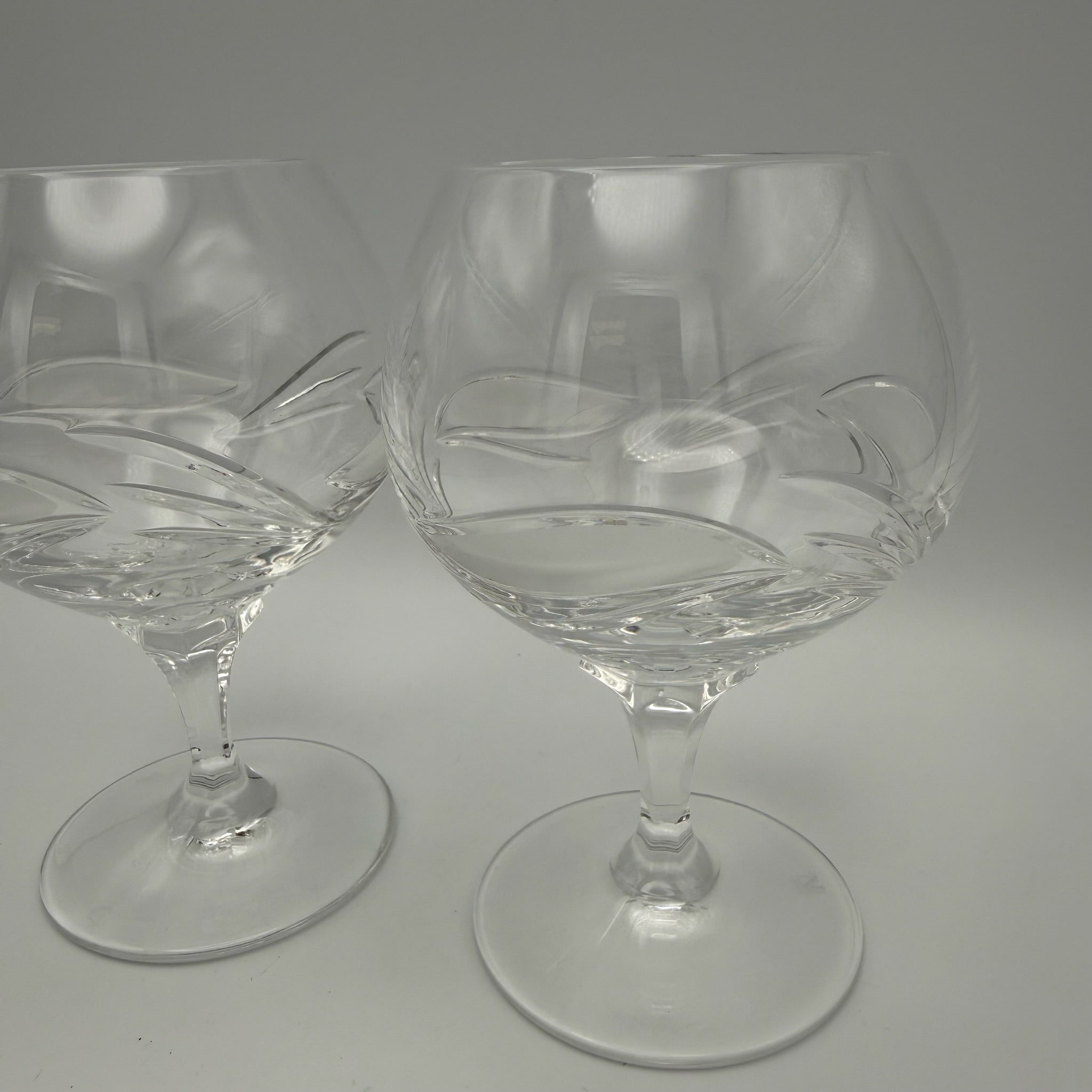 2er Set Nachtmann Cognacschwenker I Bleikristall mit Ätzsignatur I Blätterschliff Satiniert I Vintage I 13 cm Nachtmann