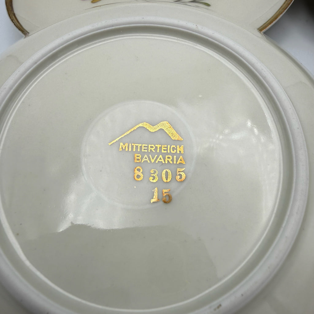 4er Set Mitterteich Bavaria Konfektteller I Nierenform 50er Jahre I Dekor 8305 I Mid-Century Vintage I 11,2 cm Mitterteich Bavaria