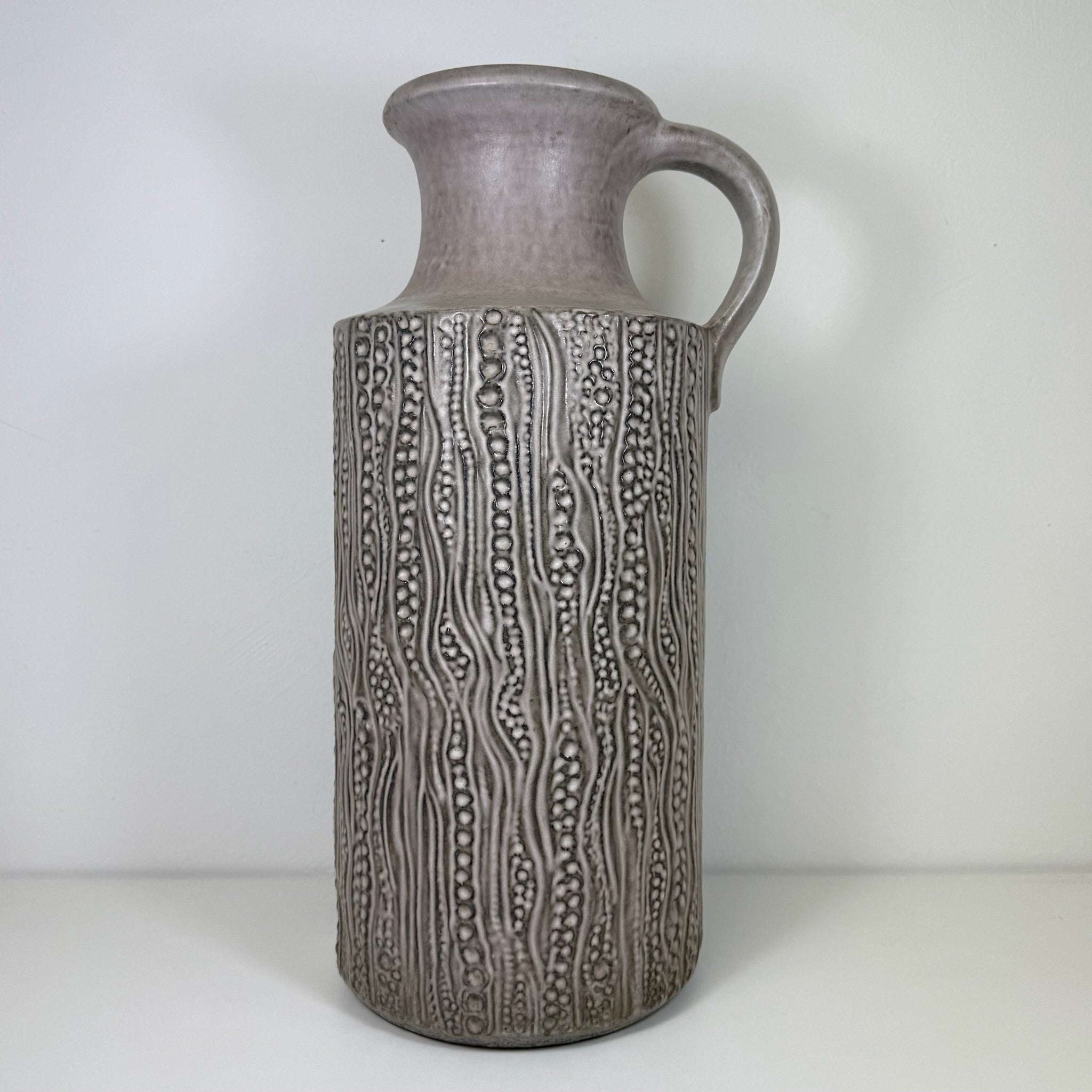 XL Carstens Tönnieshof Bodenvase 45 cm I Modell 7652-45 I Brutalismus Relief Vase Beige Grau 1970er West German Pottery I Makellos Carstens Tönnieshof