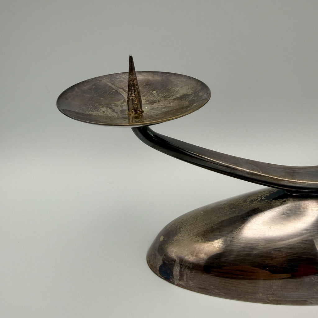 WMF Ikora Prunk-Kerzenleuchter I 2-flammig I Bauhaus- & Mid-Century-Klassiker I Versilbert I Originalzustand Patina I 1950er WMF