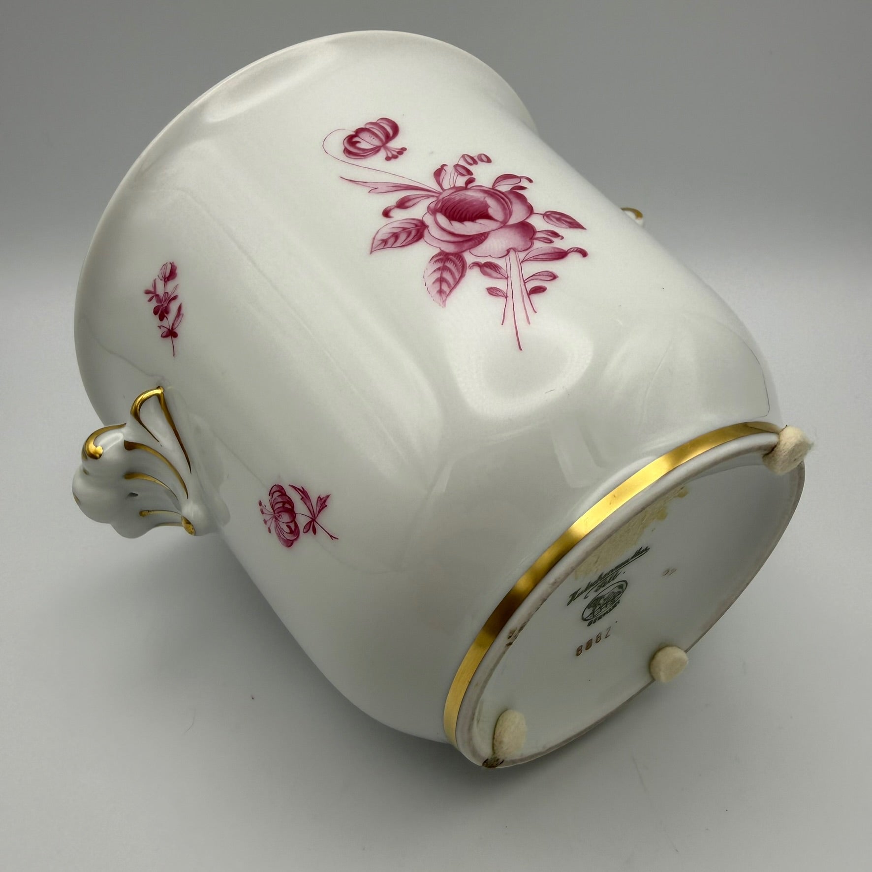 Hutschenreuther Selb Cachepot I Übertopf I Dresden Purpur Rose I Golddekor I Vintage 1950er I 13 cm Hutschenreuther