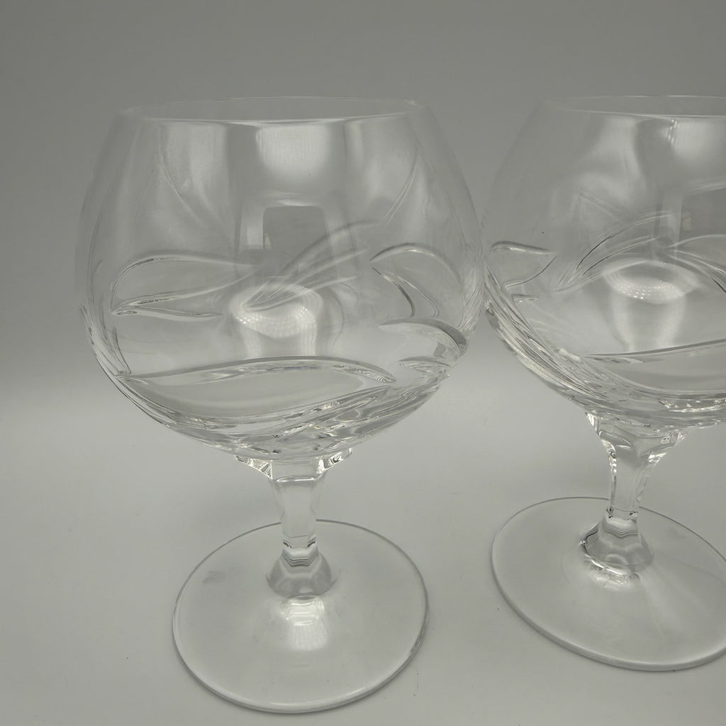 2er Set Nachtmann Cognacschwenker I Bleikristall mit Ätzsignatur I Blätterschliff Satiniert I Vintage I 13 cm Nachtmann