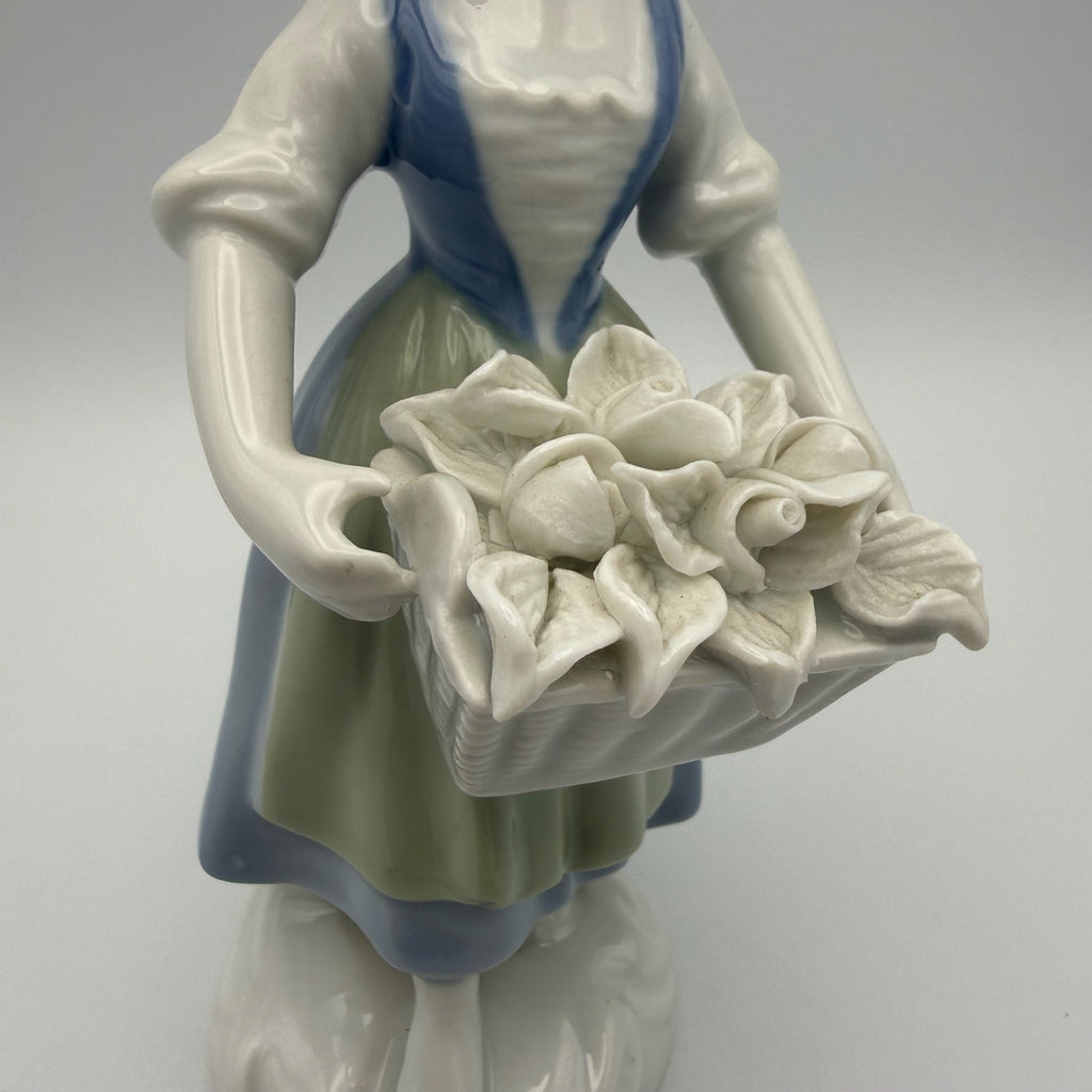 Vintage Gerold Porzellan Figur Mädchen mit Blumenkorb Bavaria Handbemalt 50er Gerold Porzellan