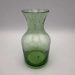 Kleine Vintage Bullicante Vase Grün I Blasenglas Solitärvase 1970er I Mid-Century Moosgrün Kunstglas 11,7 cm