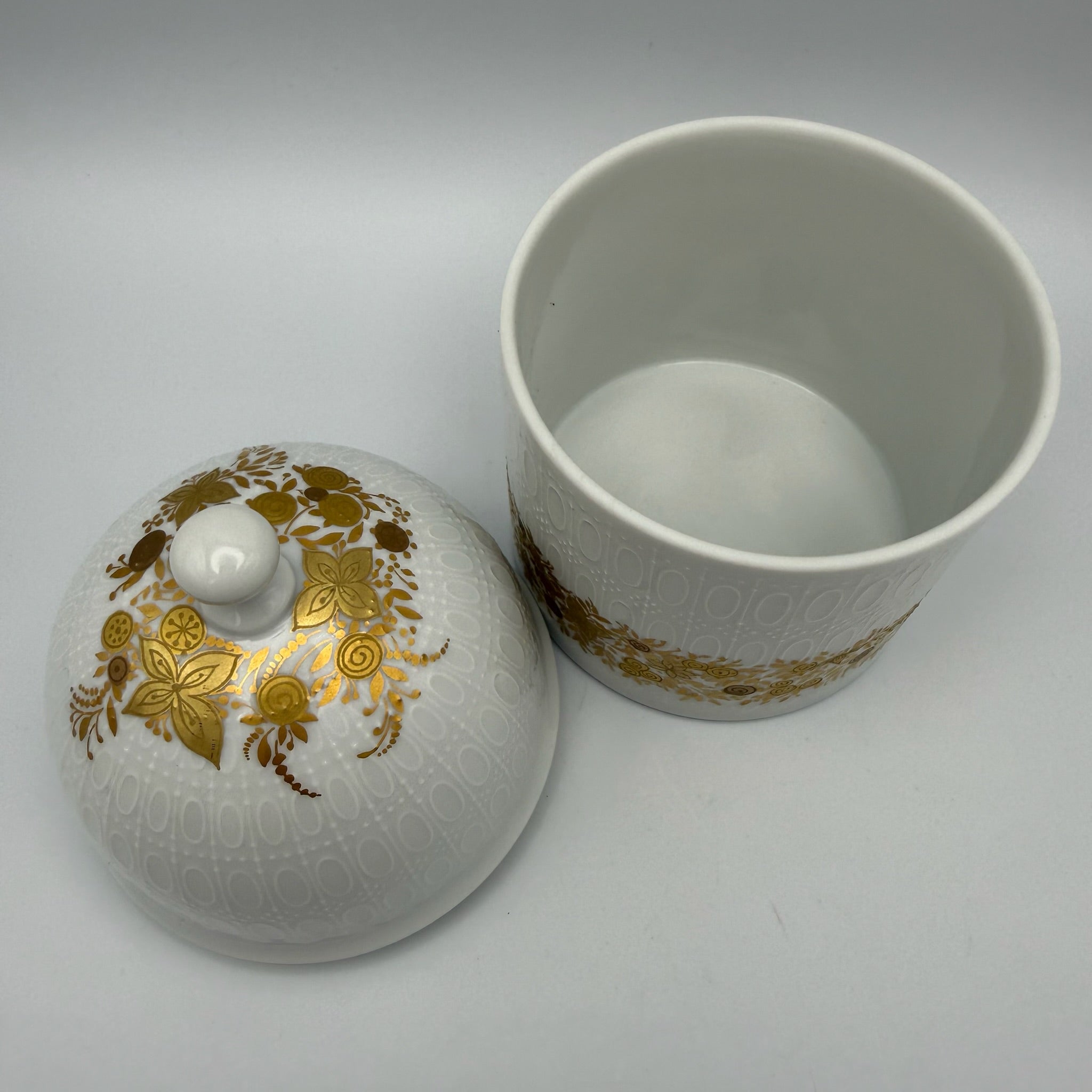 Rosenthal Deckeldose Romanze in Gold I Design Bjørn Wiinblad I studio-linie Zuckerdose I Vintage 15 cm Rosenthal