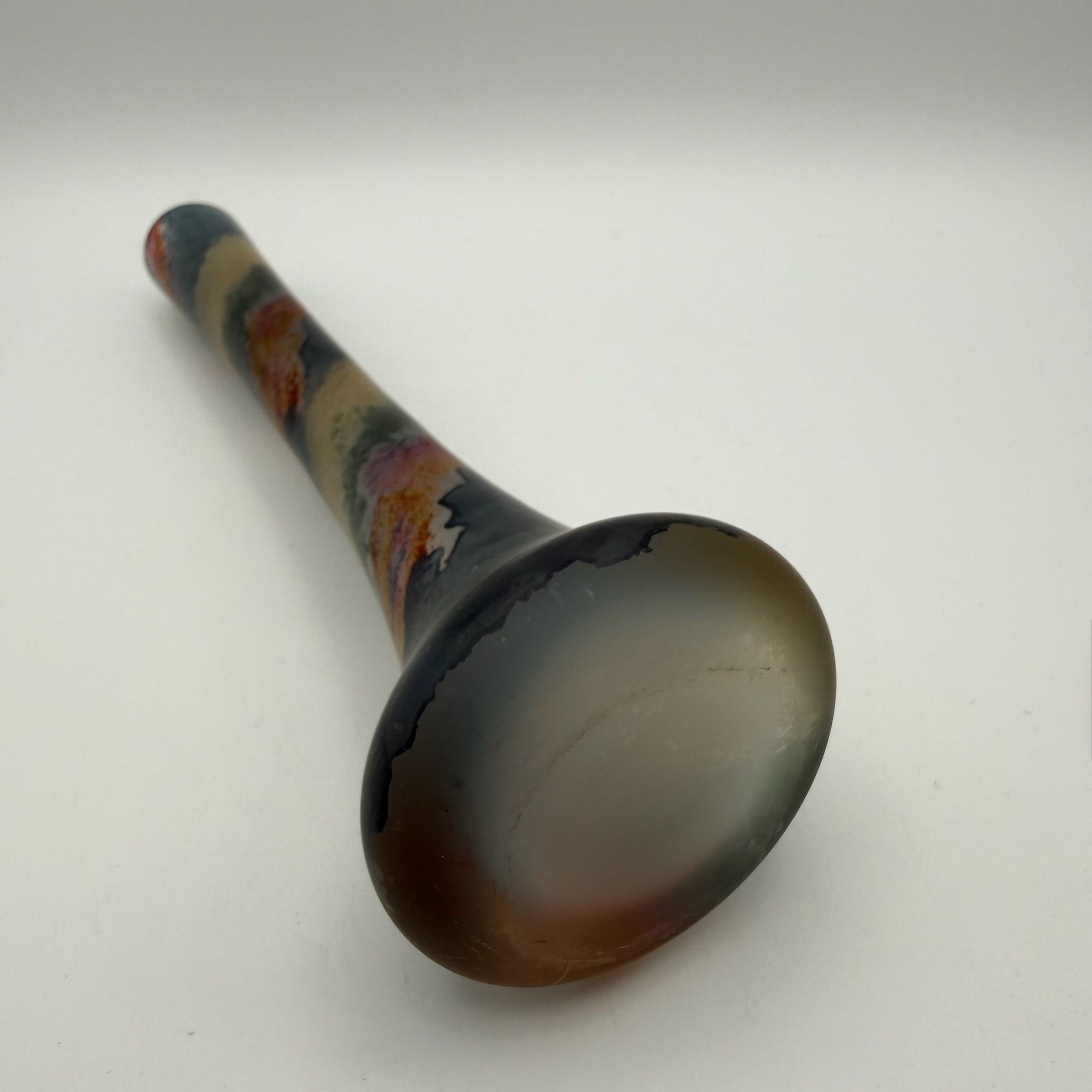 Künstler Studioglas Solitärvase I Satiniert Bunt I Finger-Vase Mattglas Modern Art I Vintage um 1990 I 20 cm Showroom Ansbach