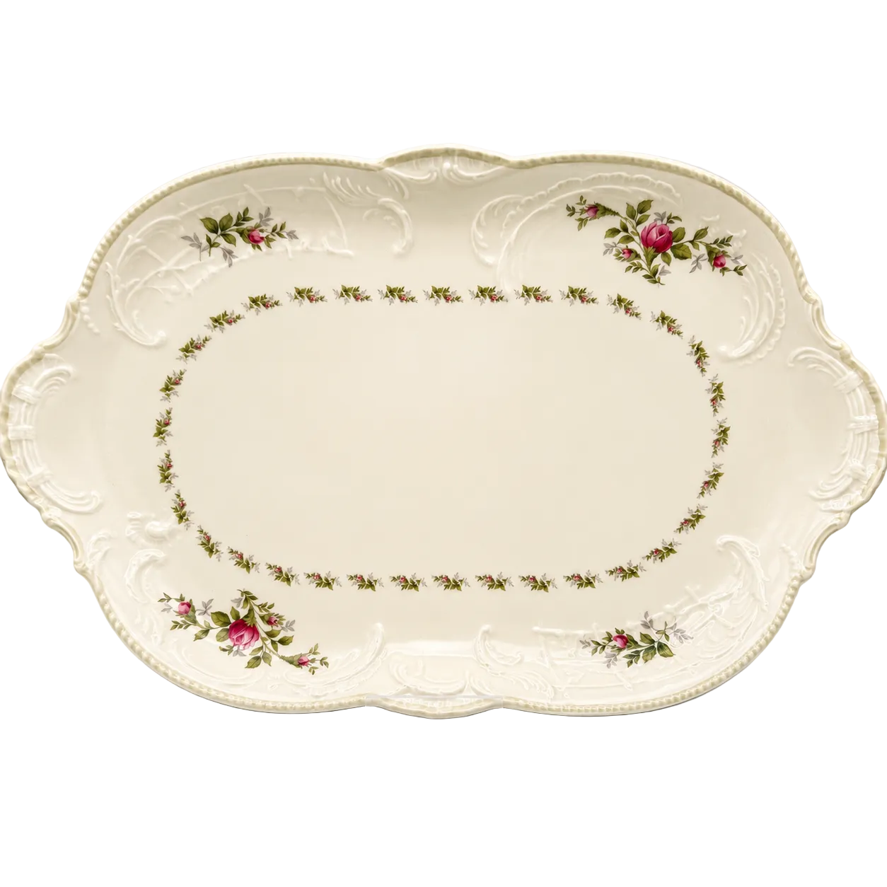 Rosenthal Sanssouci 10 Rosen Servierplatte 39,5 cm I Große Bratenplatte Rokoko Rosenthal