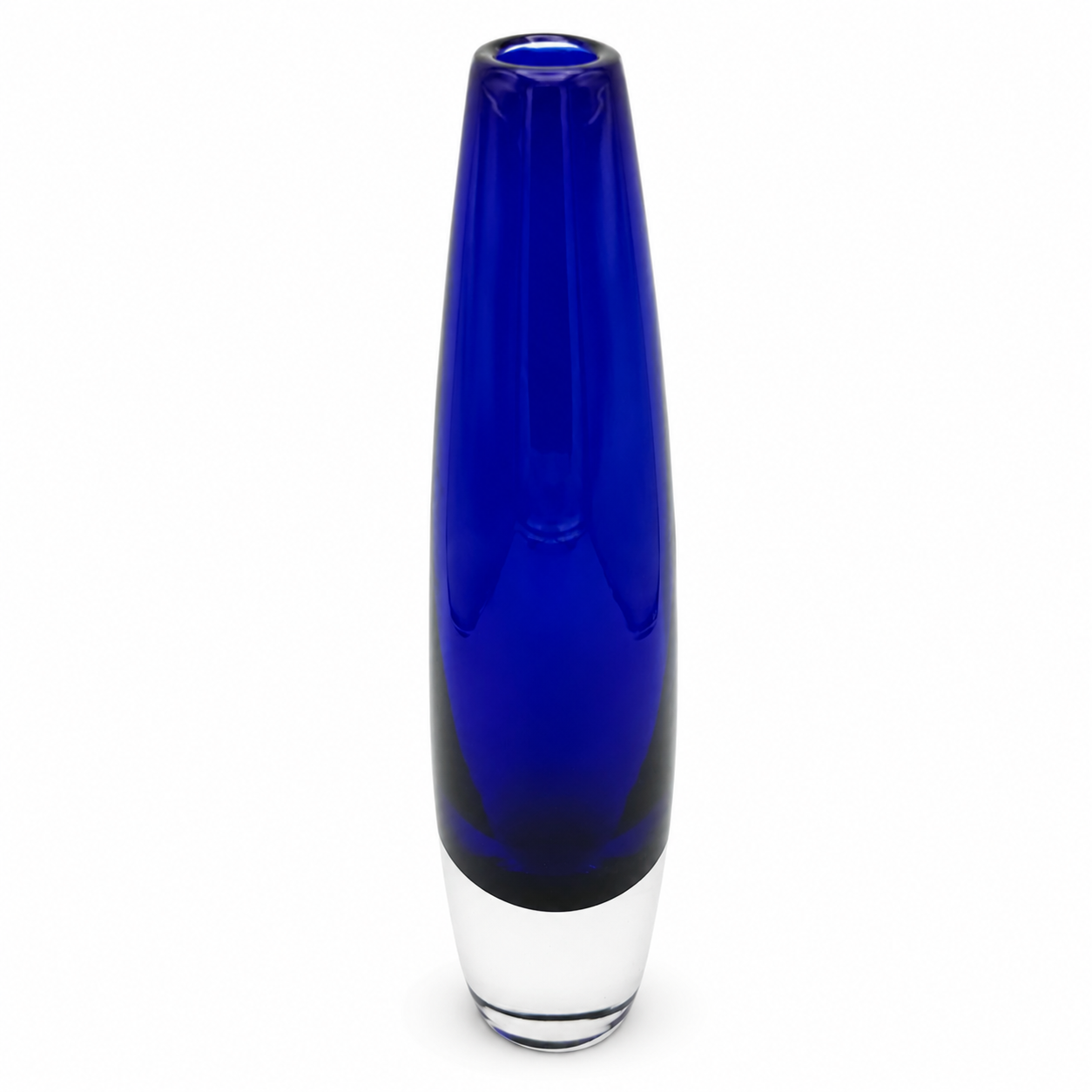 Sven Palmqvist für Orrefors Kunstglas Vase I Kobaltblau Sommerso Keulenvase Schweden 1950er I Skandinavisches Design 21,5 cm Orrefors