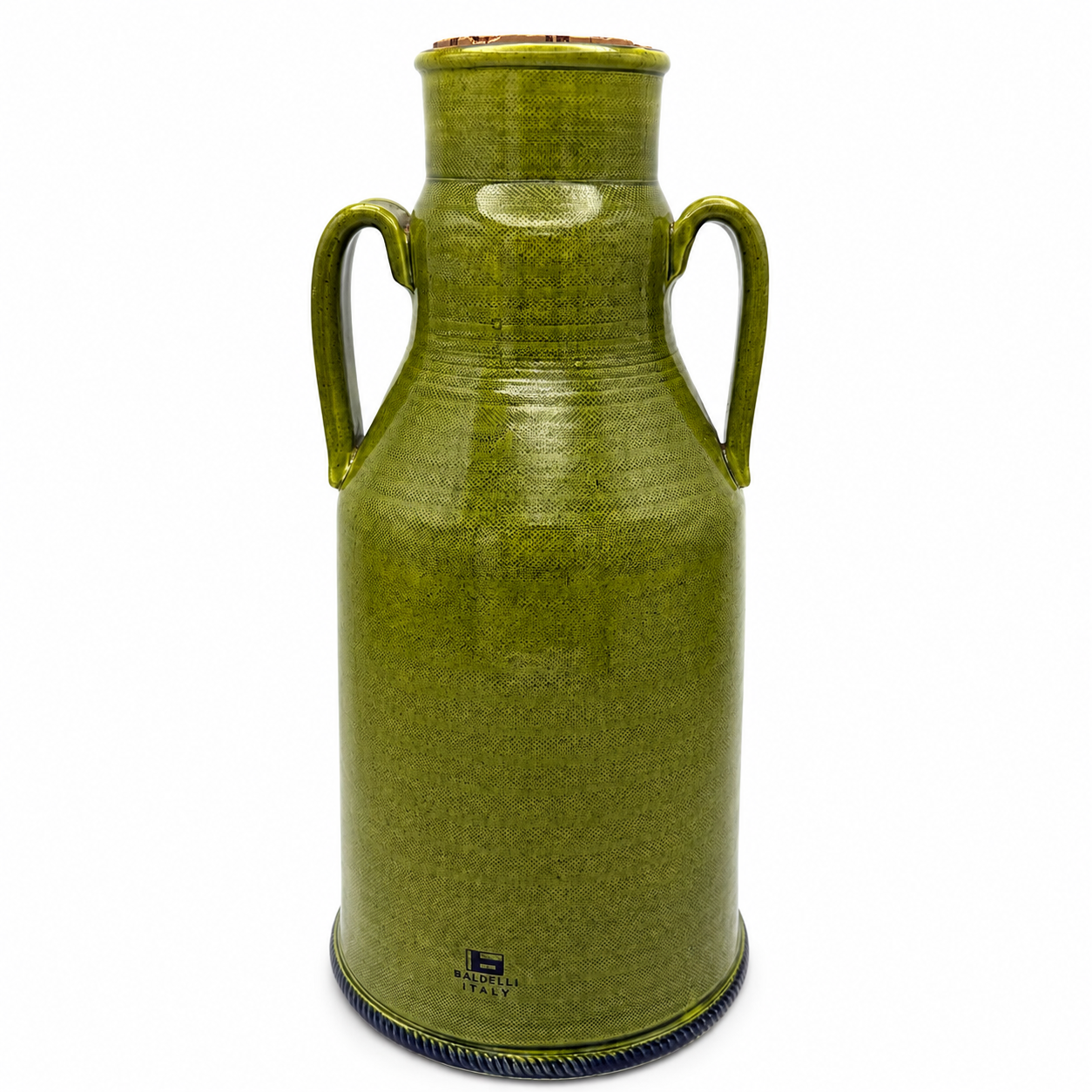 Ikonische Baldelli XL Henkelkanne 1960er I Grüne Mid-Century Keramik Karaffe mit Korken I Italy Modernist Design 31 cm I Top-Zustand Baldelli
