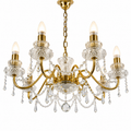 Prachtvoller 8-flammiger Kristall-Kronleuchter um 1960 I 14 Karat Echtgold-Vergoldung I Schweres Bleikristall Prunk-Chandelier 74 cm Showroom Ansbach
