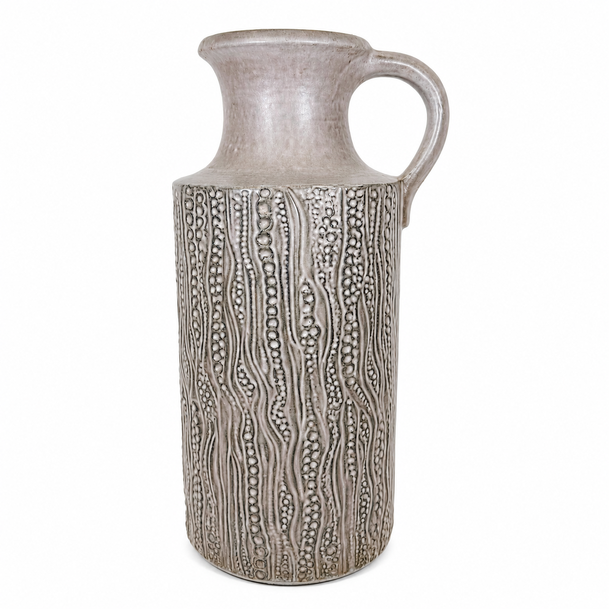 XL Carstens Tönnieshof Bodenvase 45 cm I Modell 7652-45 I Brutalismus Relief Vase Beige Grau 1970er West German Pottery I Makellos Carstens Tönnieshof