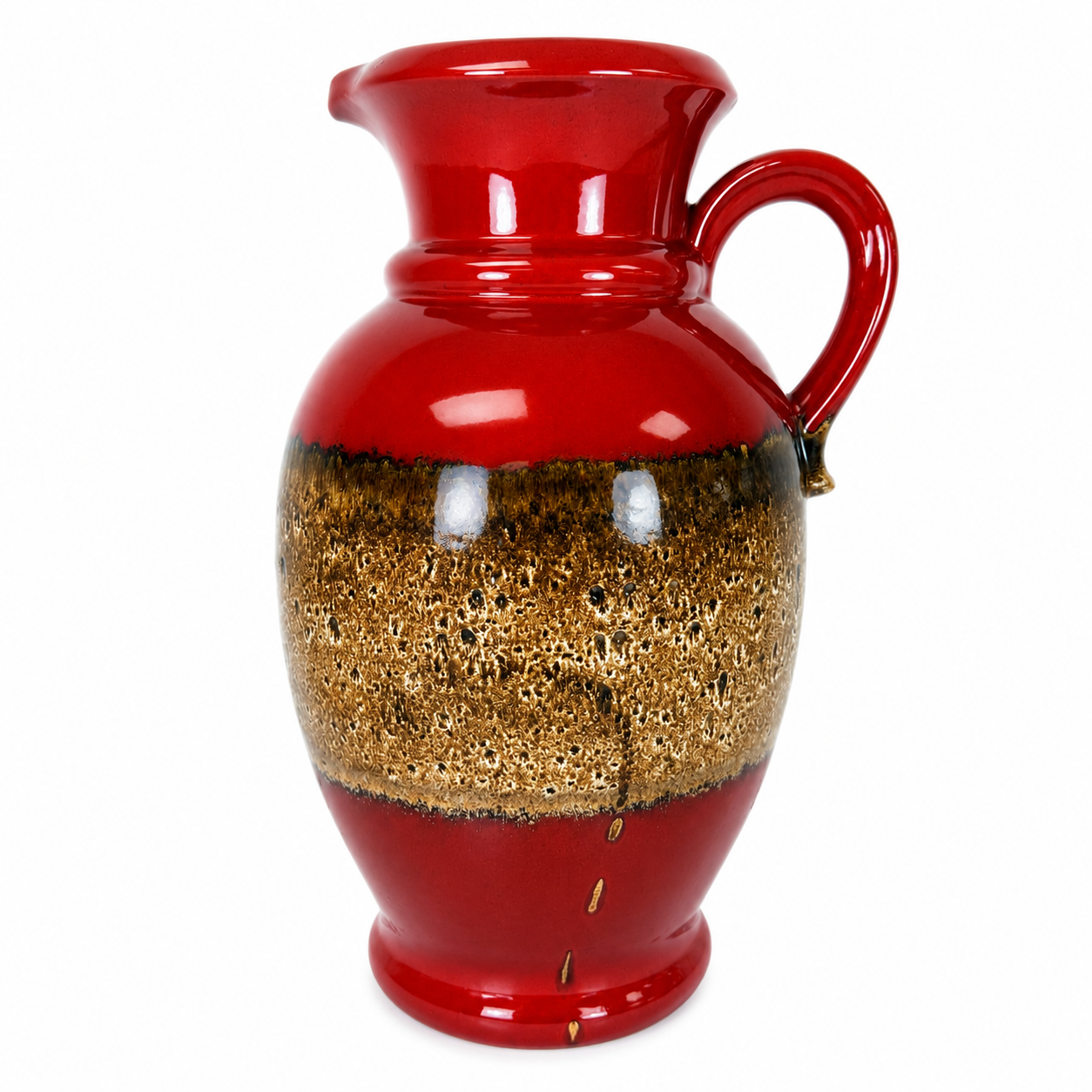 XL Scheurich Fat Lava Bodenvase 601-49 I West Germany I 49 cm I Keramikvase Rot Braun Scheurich