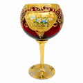 Großer Böhmischer Prunkpokal 23cm Rubinrot Goldstaffage Emaille Römer Showroom Ansbach