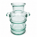 Schwere Vintage Glasvase mit 2 Henkeln I Mundgeblasen I Amphorenform Mid-Century Kunstglas I Makellos 21 cm Showroom Ansbach