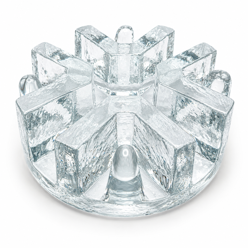 Massives Vintage Glas Stövchen I 1970er Eisglas Optik I Schwerer Teewärmer Brutalismus I Makellos 1,7 kg Showroom Ansbach