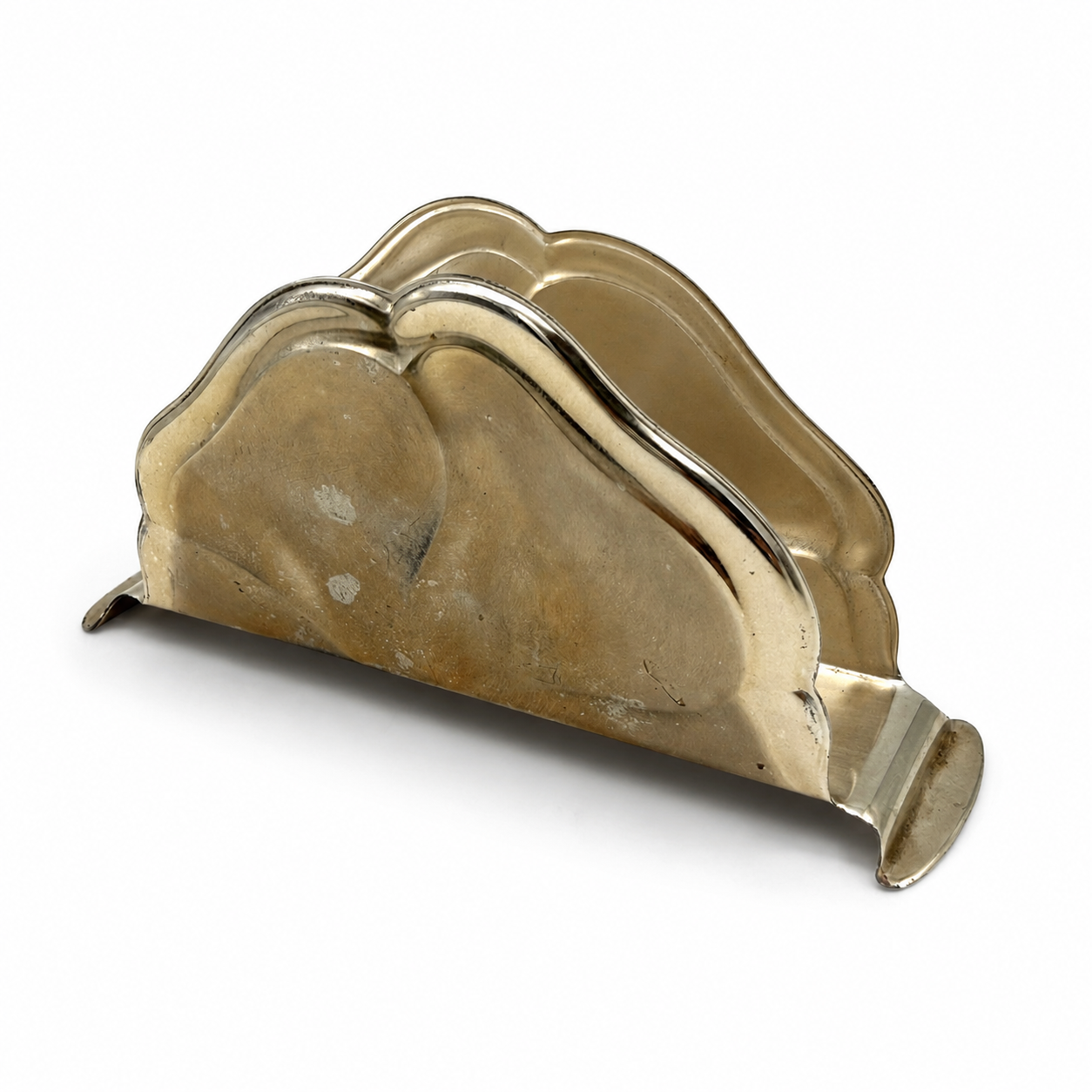 WMF Ikora Art Déco Serviettenhalter I Versilbert Vintage Briefhalter I Organische Form ca. 1950 I 13,3 cm Showroom Ansbach