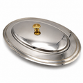 WMF Vintage Legumiere Oval I Cromargan & Messingknauf I Servierschale mit Deckel 1980er I Entree-Schale 34,5 cm WMF