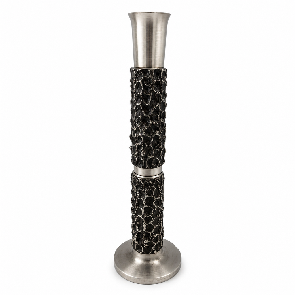 BMF Brutalist Solitär Vase I Rinden Struktur & Patina I Comet Stil 1970er I Space Age Metall Kunst I 22 cm BMF