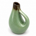 Mid-Century Henkelvase I Mintgrün & Braun I Organische Krugvase I West Germany 1950er 1960er I 10,5 cm Showroom Ansbach