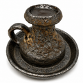 Jopeko Brutalist Keramik Kerzenständer I Kammerleuchter Fat Lava 1970er I West Germany Vintage I 13,5 cm Jopeko
