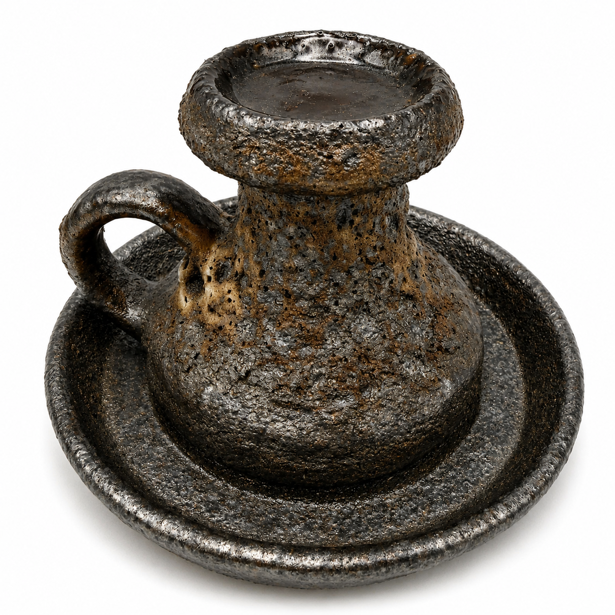 Jopeko Brutalist Keramik Kerzenständer I Kammerleuchter Fat Lava 1970er I West Germany Vintage I 13,5 cm Jopeko