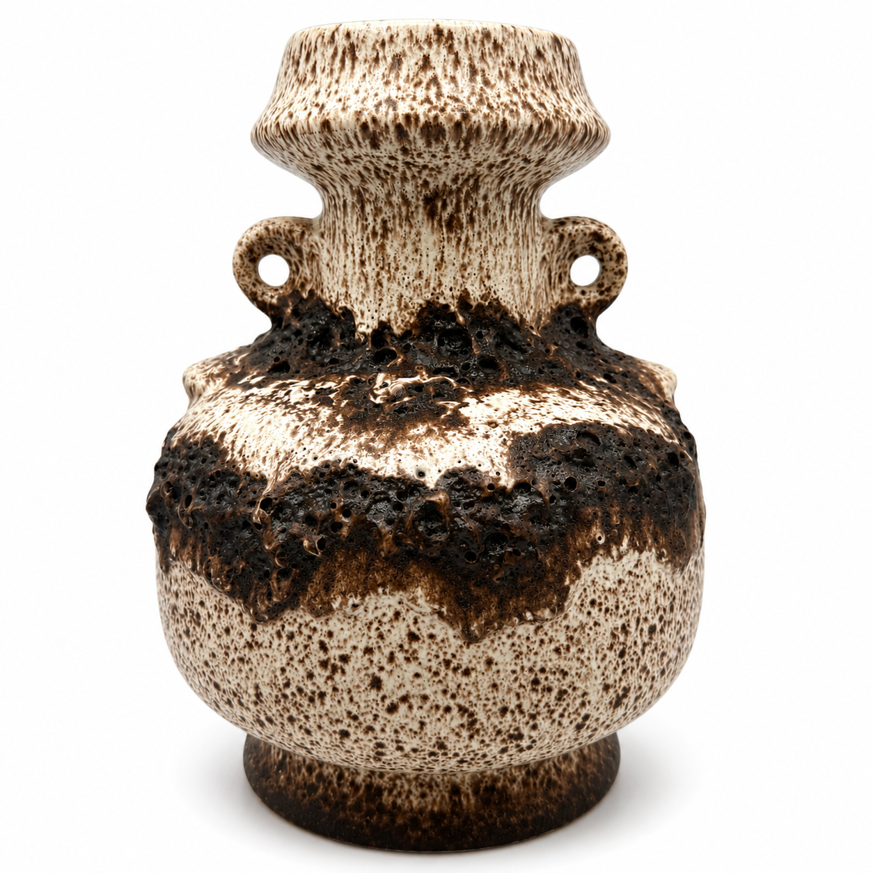 Dümler & Breiden Fat Lava Vase I Modell 123/25 I Henkelvase Brutalist I Beige Braun I 60er 70er I 25 cm Dümler & Breitner