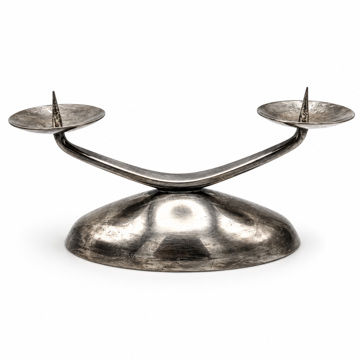 WMF Ikora Prunk-Kerzenleuchter I 2-flammig I Bauhaus- & Mid-Century-Klassiker I Versilbert I Originalzustand Patina I 1950er WMF