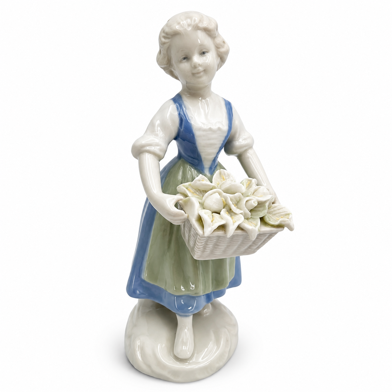 Vintage Gerold Porzellan Figur Mädchen mit Blumenkorb Bavaria Handbemalt 50er Gerold Porzellan