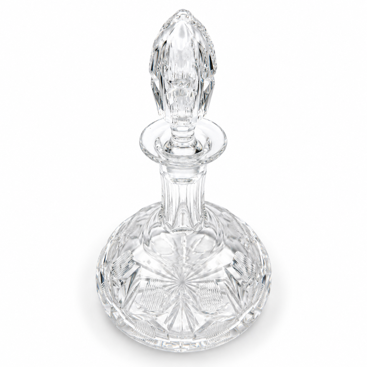 Schwere Vintage Glas Karaffe mit Kugelverschluss Flache Form Eisboden 25cm 1088g Showroom Ansbach
