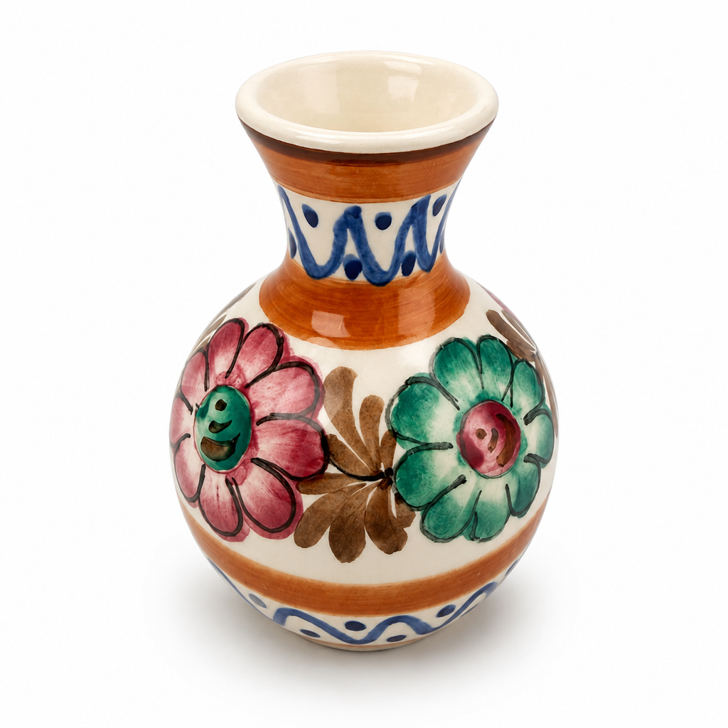 Vintage Tiroler Majolika Schwaz Vase Handbemalt Alpenblumen Keramik 50er 60er Tiroler Mojolika