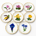 8x Älteste Volkstedt Konfekttellerchen Streublumen Relief Goldrand Schälchen Volkstedter