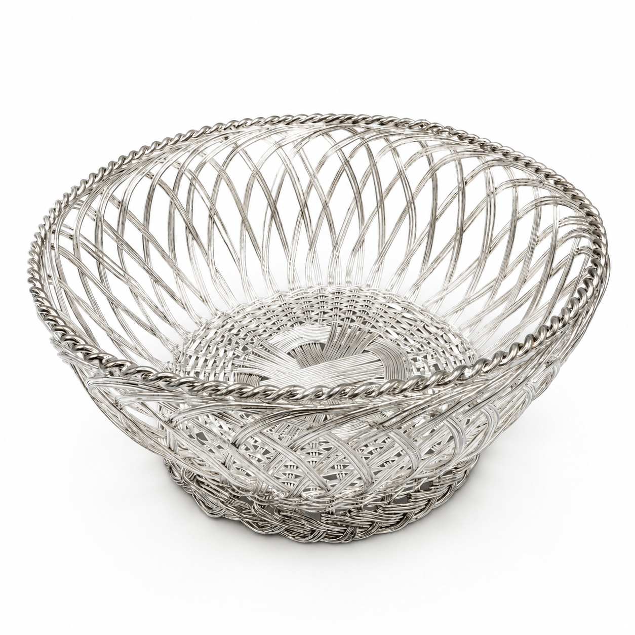 Vintage Korb geflochten Silber Filigran Drahtkorb Obstschale Brotkorb edel Showroom Ansbach