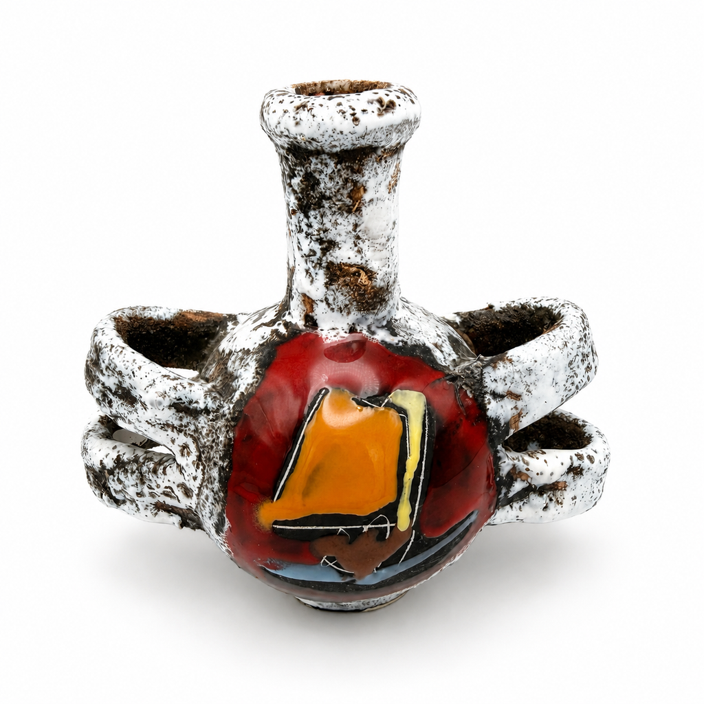 Italienische Kunstkeramik Vase Colombari Riccione Fat Lava Stil Versiegelt Colombari Riccione