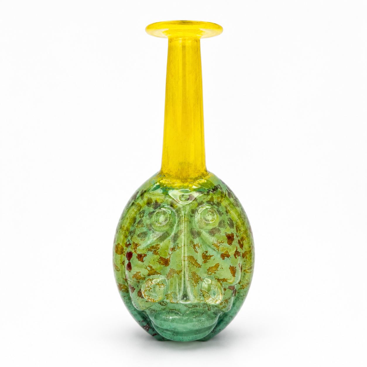 Kjell Engman Kosta Boda "Rio" Face Vase – Signiert – Gelb/Grün – Glas Schweden Kosta Boda