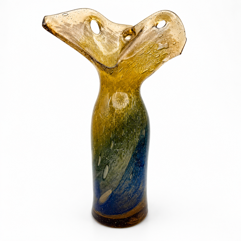 Große Studio Glas Vase I I Buntes Fadendekor I Mit dekorativen Lufteinschlüssen Nicht markiert