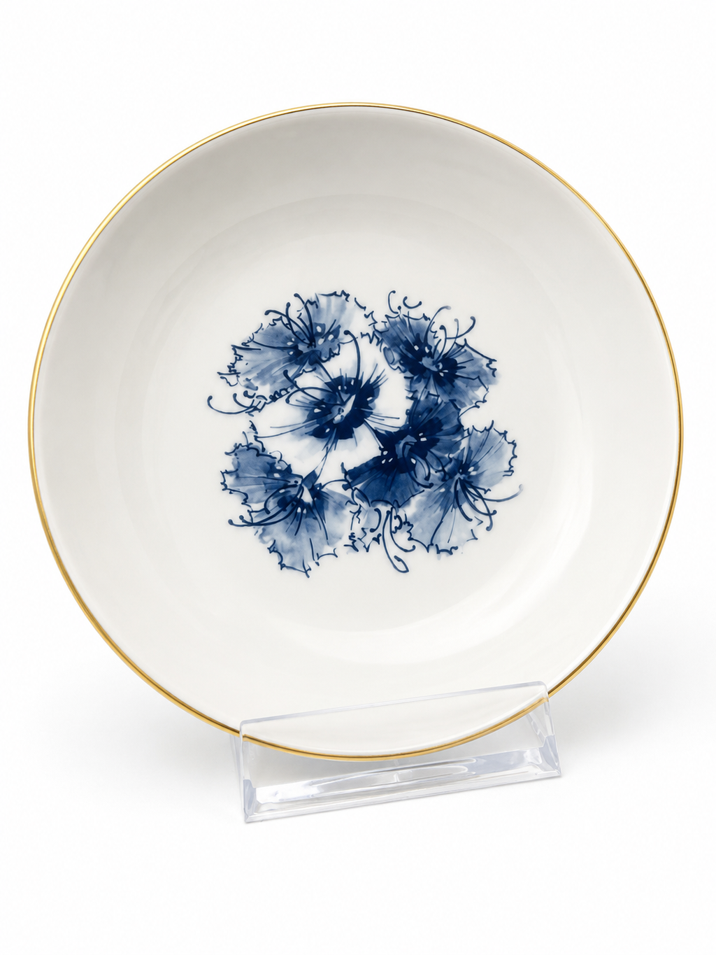 Meissen Kleiner Teller | Blaue Blume Aquatinta | Goldrand | 1. Wahl | 15cm Meissen