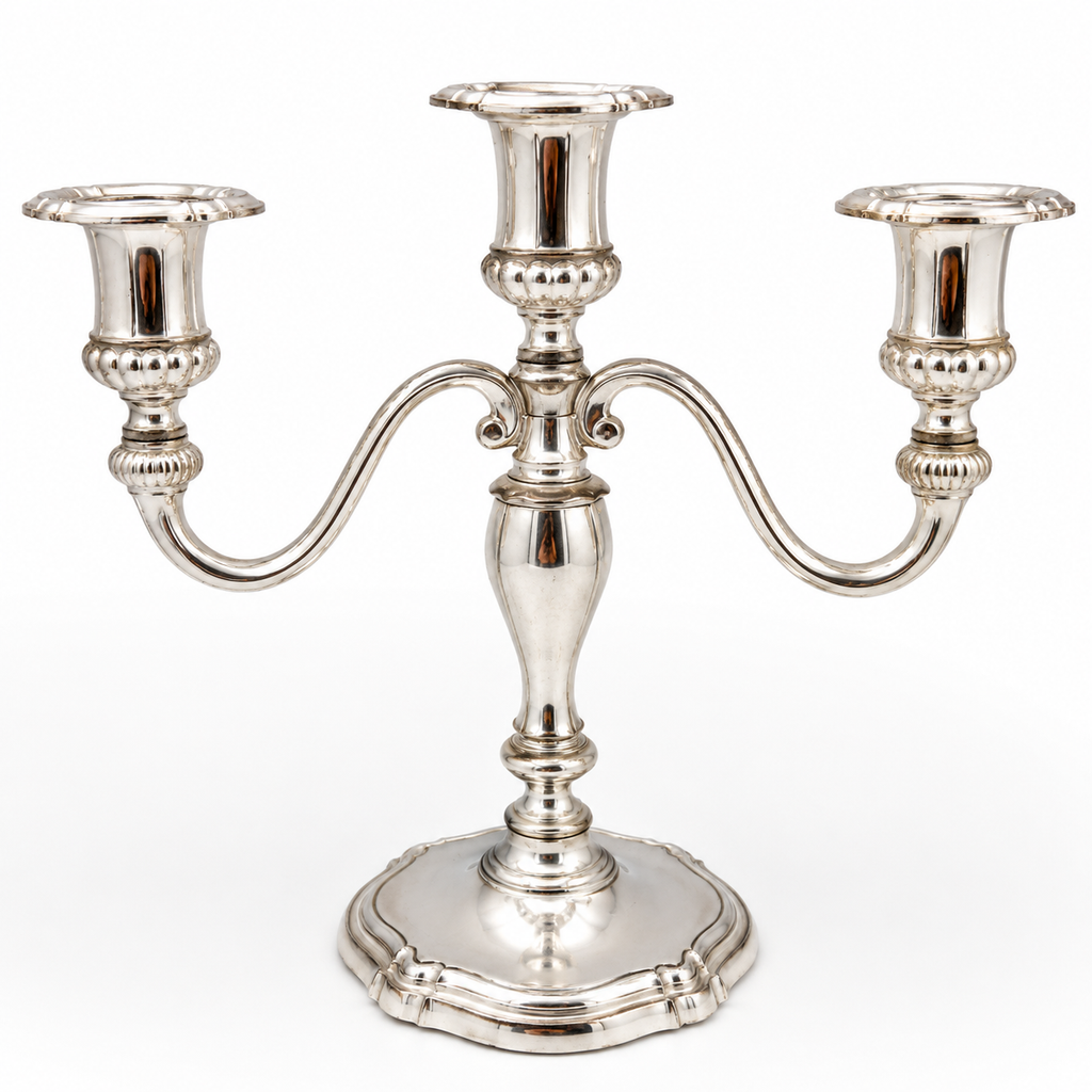 WMF Tafelleuchter 3-flammig Versilbert Silberleuchter Barock-Stil 23,5cm 1286g WMF