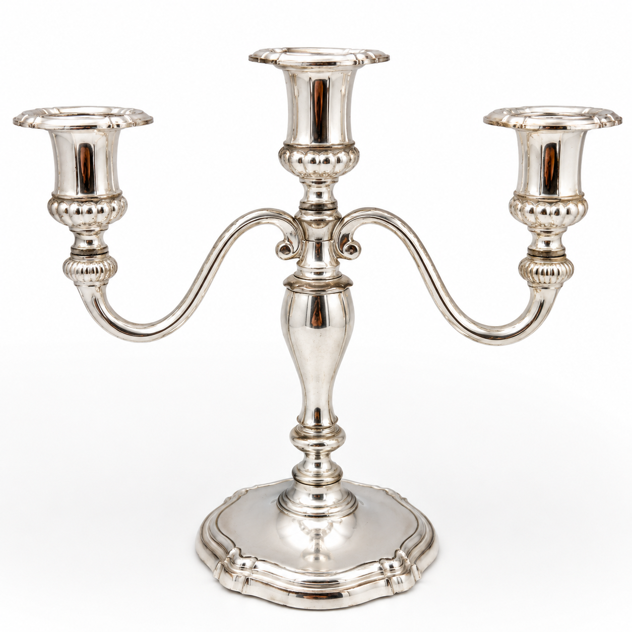 WMF Tafelleuchter 3-flammig Versilbert Silberleuchter Barock-Stil 23,5cm 1286g WMF
