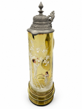 Antiker Glas-Humpen 39cm | Emaille-Malerei | um 1900 | Historismus | Prachtkrug Markenlos