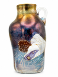 Eisch Studioglas Krug / Vase | Signiert 1984 A.K. | Irisierend | Unikat | 22cm Eisch