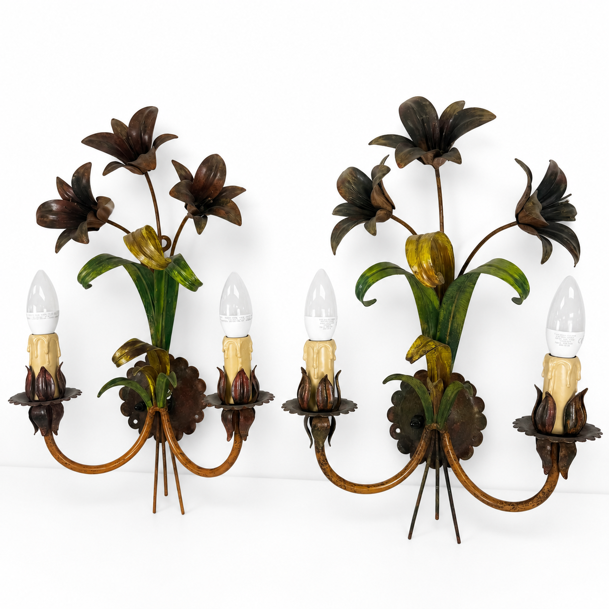 Paar Honsel Wandleuchten | 2er Set | Florentiner Stil | 3-flammig | Floral | TOP HONSEL