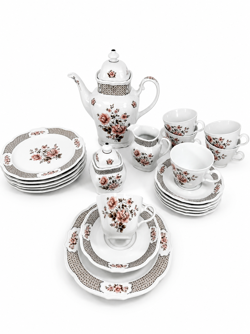 Winterling Röslau Porzellan Service HEIDEROSE | 21 Teile | Kaffeeservice Vintage Winterling