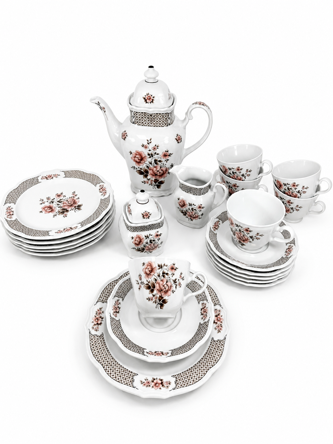 Winterling Röslau Porzellan Service HEIDEROSE | 21 Teile | Kaffeeservice Vintage Winterling