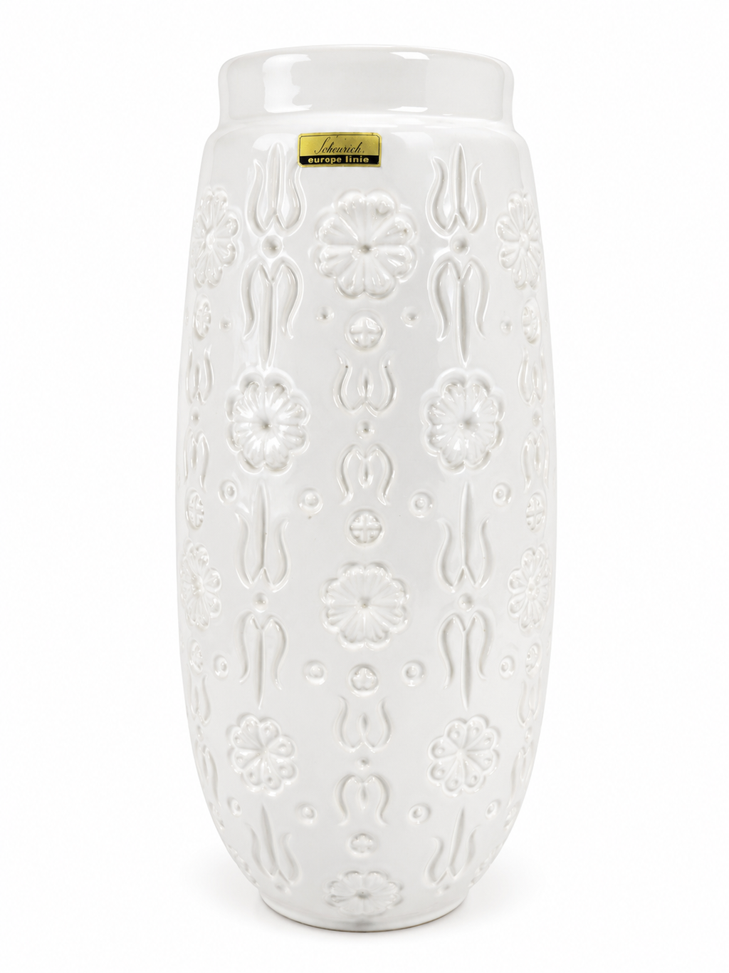Scheurich Bodenvase 265-42 | Weißes Blüten Relief | 43cm | West German Pottery Scheurich