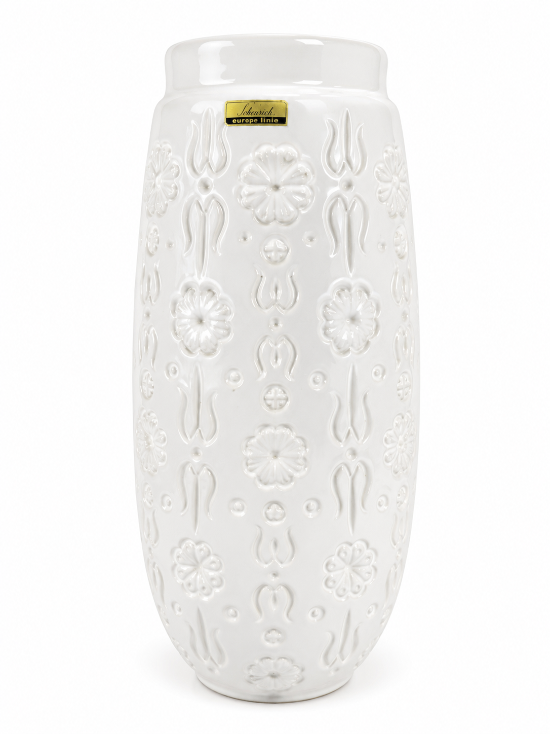 Scheurich Bodenvase 265-42 | Weißes Blüten Relief | 43cm | West German Pottery Scheurich