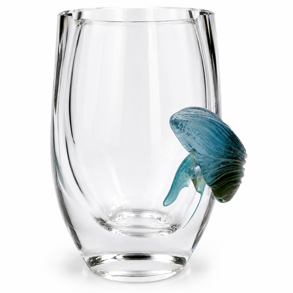 Daum France Kristall Vase | Massive 2,2kg | Ätzsignatur | Modern Art Design Daum