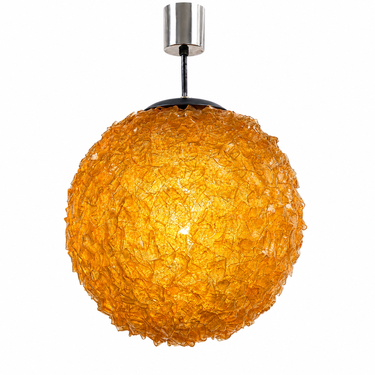 Space Age Spaghettilampe Orange | 70er Jahre Vintage | Acryl Kugel | 33cm Markenlos