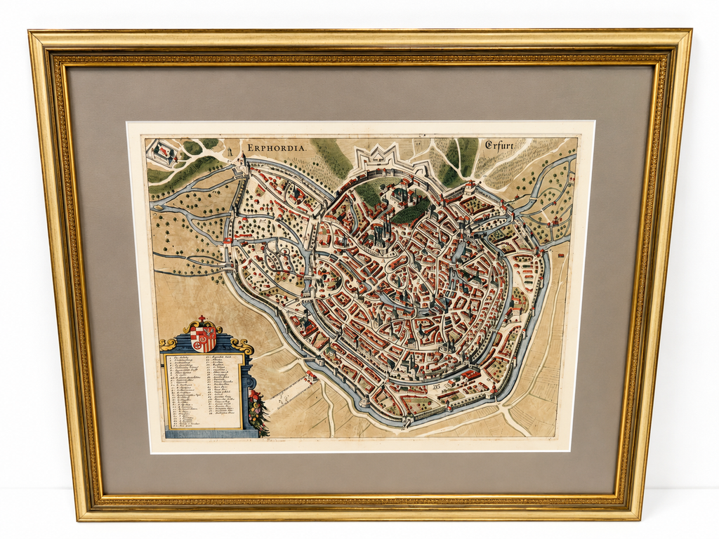 Braun & Hogenberg - Erfurt ´Erphordia´ - 1572-1617 - Kupferstich auf Papier Showroom Ansbach