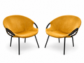 2er Set Lusch & Co. Balloon Chair Sessel 60er Jahre Wildleder Senfgelb Vintage Showroom Ansbach