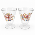 2er Set Prunkgläser Blasenglas Handbemalt Emaille-Malerei 13,4cm Massive 754g Nicht markiert